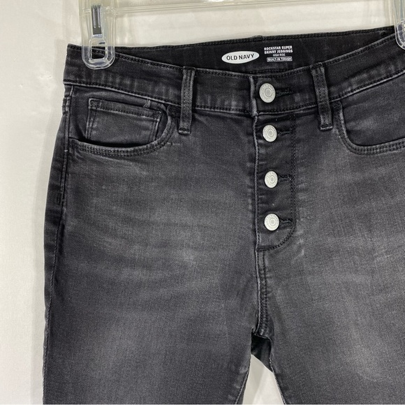 Old Navy Girl’s Rockstar Super Skinny Distressed Black Jeggings - Picture 2 of 7